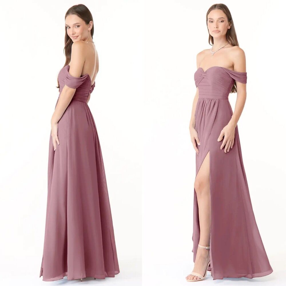 Azazie Millie Bridesmaid Faux Wrap Dress In Vintage Mauve 6
